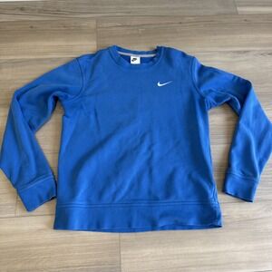 Nike Sweater Mens M Crewneck Pullover Swoosh Embroidered AA3177-403 Royal‎ Blue